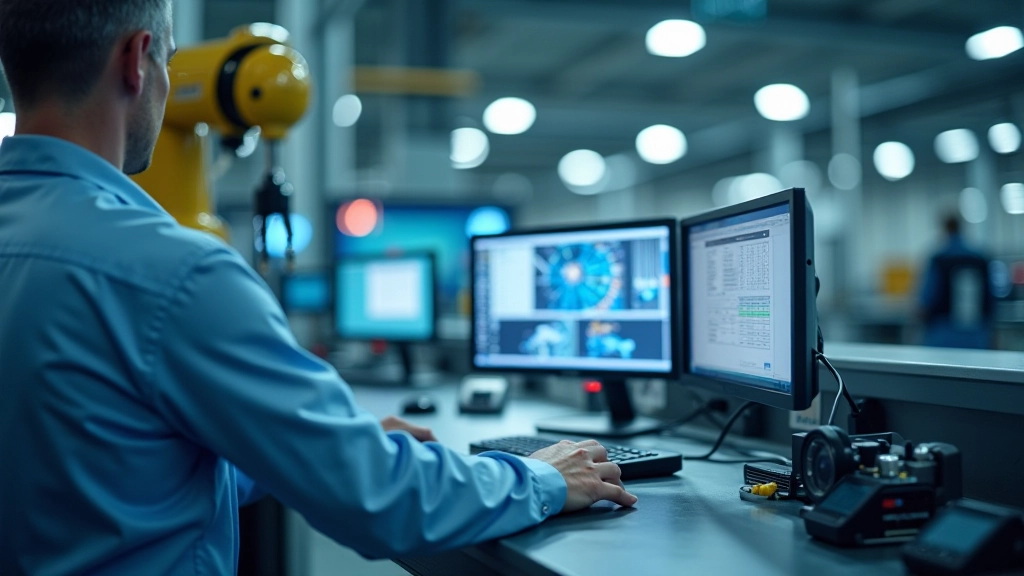 Kalite kontrol istasyonunda yapay zeka kamerası, otomotiv üretim hattında kusur tespiti