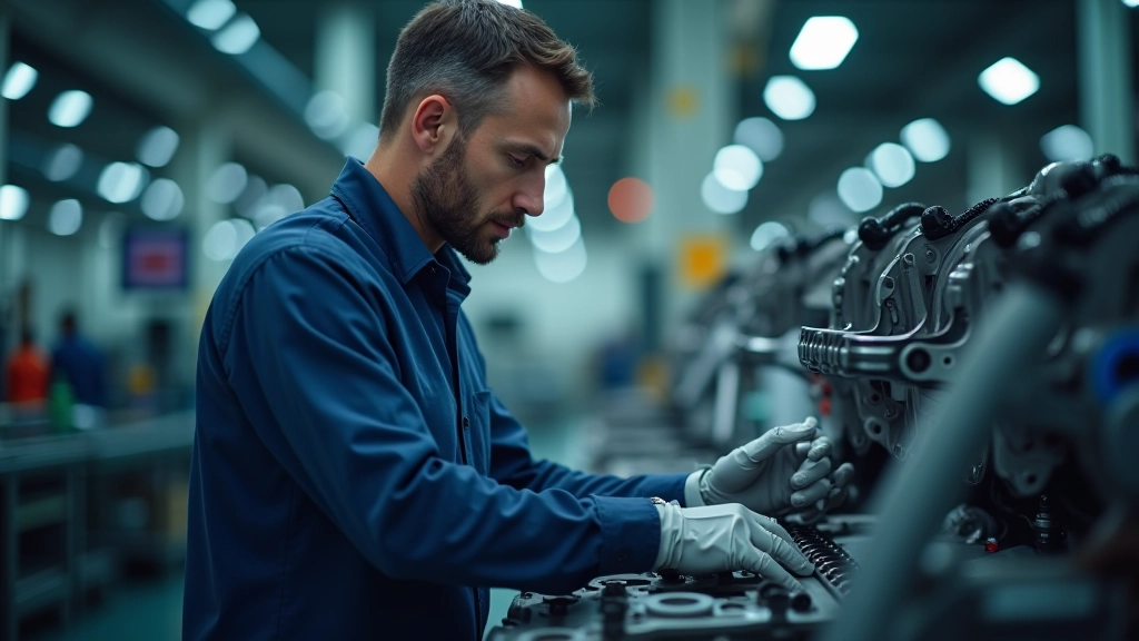 Yapay zeka görüntü işleme sistemi otomotiv fabrikasında hataları tanıyan kamera ve monitör