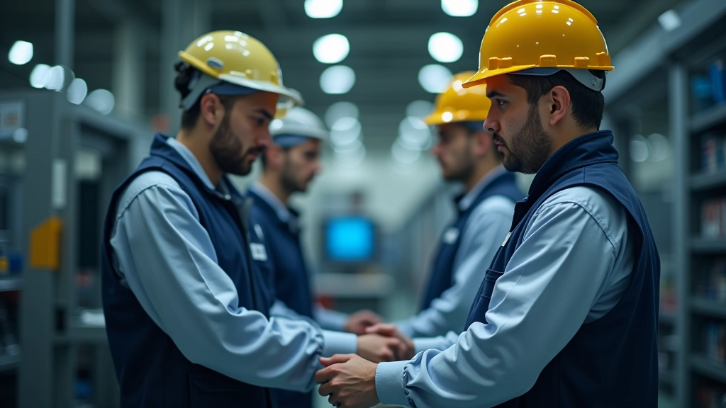 Fabrika işçilerinin robot eğitim programı